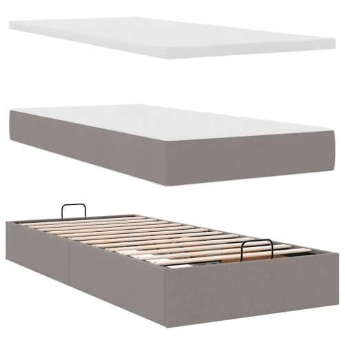 Otomanski krevet s madracem smeđesivi 100x200 cm tkanine - Sivo-smeđa 100 x 200 cm Blok s kvadratima Cijena