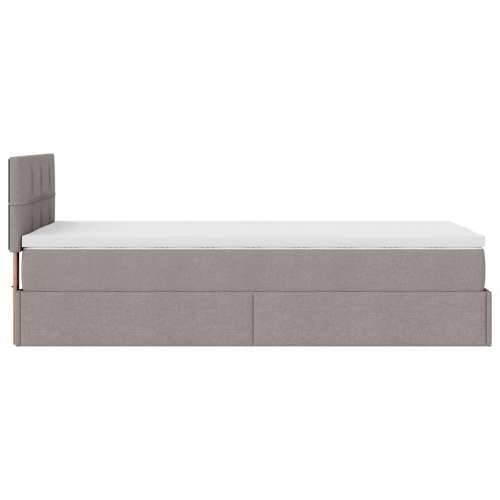 Otomanski krevet s madracem smeđesivi 100x200 cm tkanine - Sivo-smeđa 100 x 200 cm Blok s kvadratima Cijena