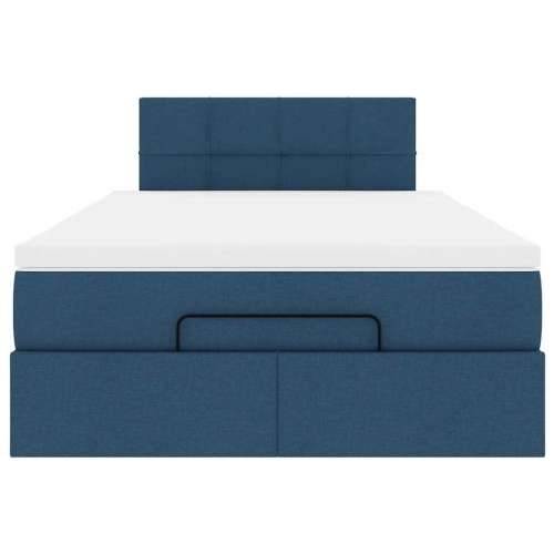 Otomanski krevet s madracem i LED plavi 120x200 cm tkanine - Plava 120 x 200 cm Blok s kvadratima Cijena