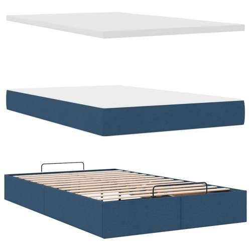 Otomanski krevet s madracem i LED plavi 120x200 cm tkanine - Plava 120 x 200 cm Blok s kvadratima Cijena