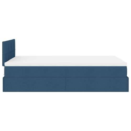 Otomanski krevet s madracem i LED plavi 120x200 cm tkanine - Plava 120 x 200 cm Blok s kvadratima Cijena
