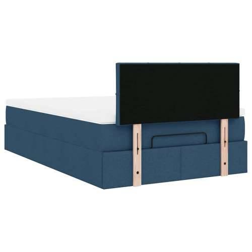 Otomanski krevet s madracem i LED plavi 120x200 cm tkanine - Plava 120 x 200 cm Blok s kvadratima Cijena