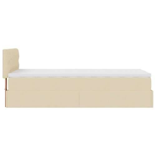 Otomanski krevet s madracem i LED krem 90x200 cm tkanine - Krema 90 x 200 cm Dizajn s gumbima Cijena