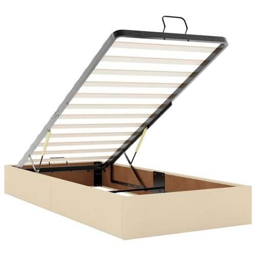 Otomanski krevet s madracem i LED krem 90x200 cm tkanine - Krema 90 x 200 cm Dizajn s gumbima Cijena