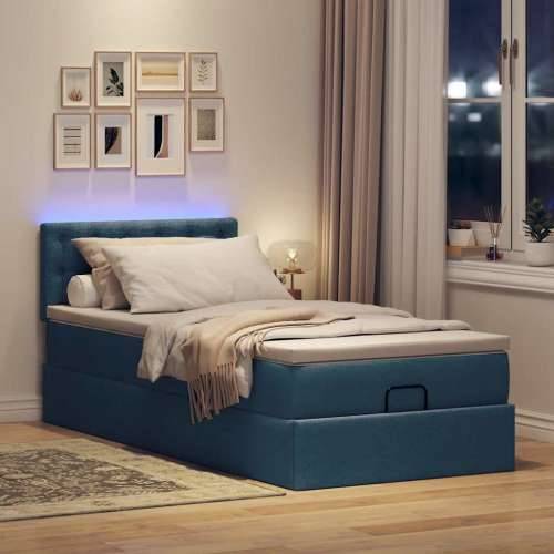 Otomanski krevet s madracem i LED plavi 90x200 cm tkanine - Plava 90 x 200 cm gumbi Cijena