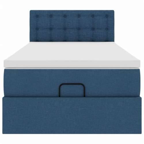 Otomanski krevet s madracem i LED plavi 90x200 cm tkanine - Plava 90 x 200 cm gumbi Cijena