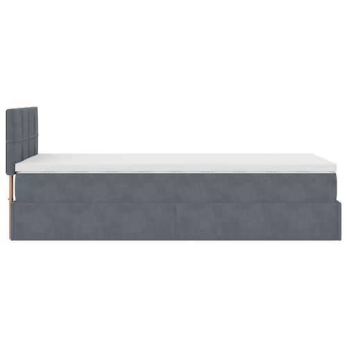Otomanski okvir kreveta s madraca tamnosivi 80x200cm baršunasti - Tamno siva 80 x 200 cm Blok s kvadratima Cijena