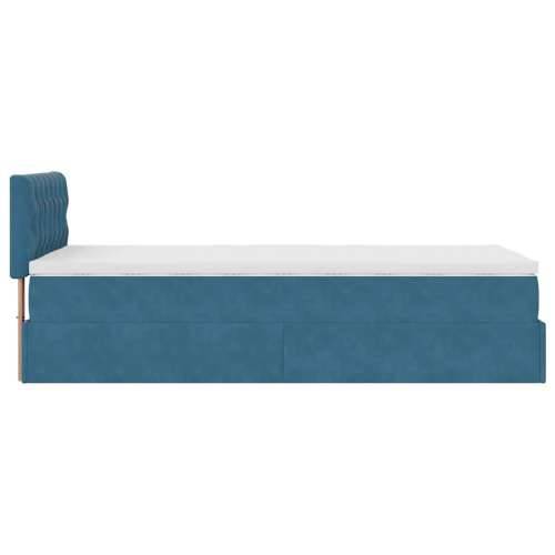 Otomanski krevet s madracem i LED tamnoplavi 80x200cm baršun - Tamno plava 80 x 200 cm Dizajn s gumbima Cijena