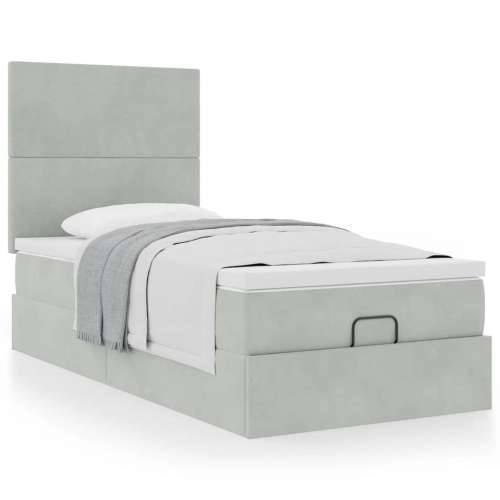 Okvir za krevet s madracima svjetlosivi 80x200 cm baršunasti - Svjetlosiva 80 x 200 cm Gladak dizajn Cijena