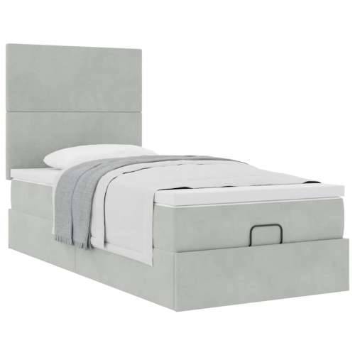 Okvir za krevet s madracima svjetlosivi 80x200 cm baršunasti - Svjetlosiva 80 x 200 cm Gladak dizajn Cijena