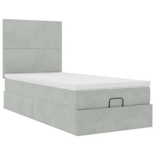 Okvir za krevet s madracima svjetlosivi 80x200 cm baršunasti - Svjetlosiva 80 x 200 cm Gladak dizajn Cijena