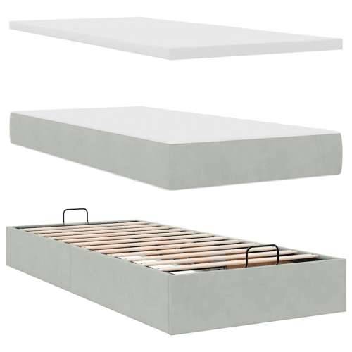 Okvir za krevet s madracima svjetlosivi 80x200 cm baršunasti - Svjetlosiva 80 x 200 cm Gladak dizajn Cijena