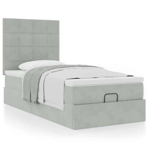 Okvir za krevet s madracima svjetlosivi 80x200 cm baršunasti - Svjetlosiva 80 x 200 cm Blok s kvadratima Cijena