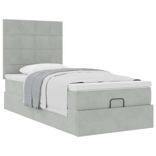 Okvir za krevet s madracima svjetlosivi 80x200 cm baršunasti - Svjetlosiva 80 x 200 cm Blok s kvadratima Cijena