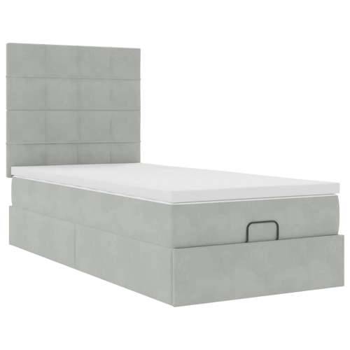 Okvir za krevet s madracima svjetlosivi 80x200 cm baršunasti - Svjetlosiva 80 x 200 cm Blok s kvadratima Cijena