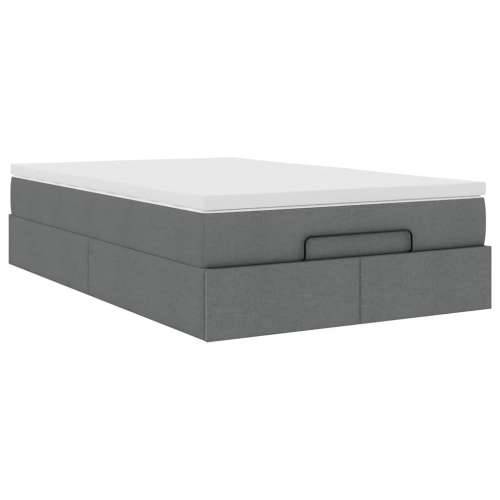 Otomanski krevet s madracem tamnosivi 120x190 cm tkanine - Tamno siva 120 x 190 Cijena