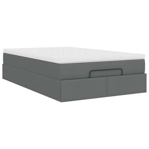 Otomanski krevet s madracem tamnosivi 120x190 cm tkanine - Tamno siva 120 x 190 Cijena