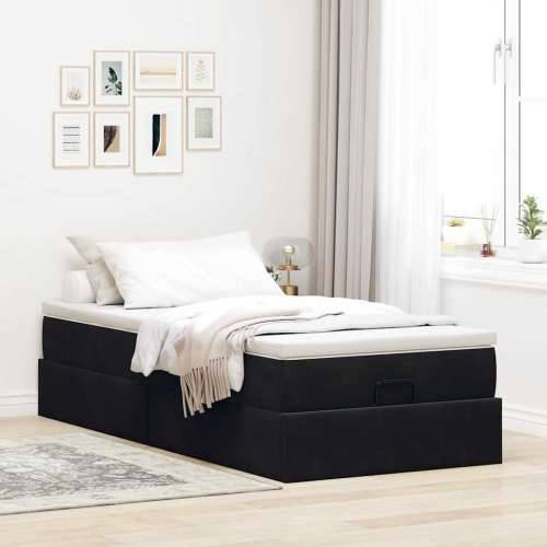 Otomanski okvir kreveta s madraca crni 80x200cm baršunasti - Crna 80 x 200 cm Cijena