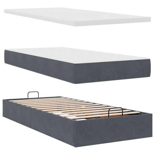 Otomanski okvir kreveta s madraca tamnosivi 90x190cm baršunasti - Tamno siva 90 x 190 cm Cijena