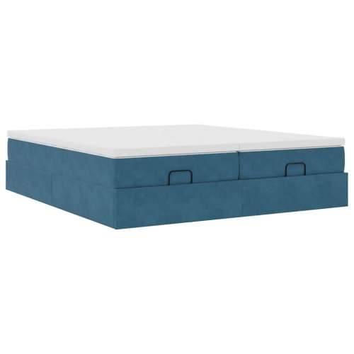 Otomanski okvir kreveta s madracima plavi 200x200cm baršunasti - Tamno plava 200 x 200 cm Cijena