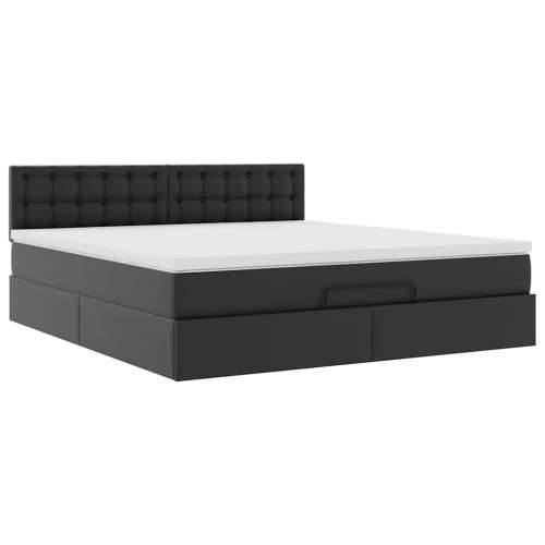 Otomanski krevet s madracima i LED crni 160x200cm umjetna koža - Crna 160 x 200 cm Cijena