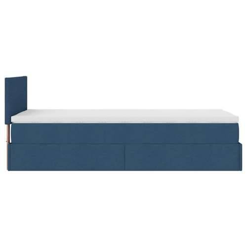 Otomanski krevet s madracem i LED plavi 100x200 cm tkanine - Plava 100 x 200 cm Gladak dizajn Cijena