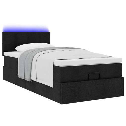 Otomanski okvir kreveta s madraca crni 90x190cm od tkanine - Crna 90 x 190 cm Blok s kvadratima Cijena