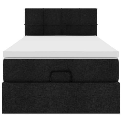 Otomanski okvir kreveta s madraca crni 90x190cm od tkanine - Crna 90 x 190 cm Blok s kvadratima Cijena