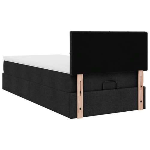 Otomanski okvir kreveta s madraca crni 90x190cm od tkanine - Crna 90 x 190 cm Blok s kvadratima Cijena