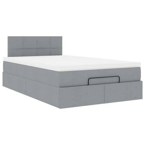 Otomanski krevet s madracem svjetlosivi 120x190 cm tkanine - Svjetlosiva 120 x 190 cm Blok s kvadratima Cijena