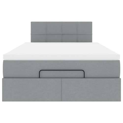 Otomanski krevet s madracem svjetlosivi 120x190 cm tkanine - Svjetlosiva 120 x 190 cm Blok s kvadratima Cijena