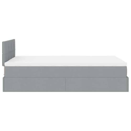 Otomanski krevet s madracem svjetlosivi 120x190 cm tkanine - Svjetlosiva 120 x 190 cm Blok s kvadratima Cijena