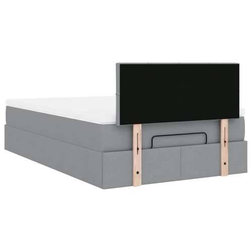 Otomanski krevet s madracem svjetlosivi 120x190 cm tkanine - Svjetlosiva 120 x 190 cm Blok s kvadratima Cijena