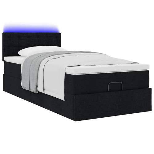 Otomanski krevet s madracem i LED crna 80x200cm tkanina - Crna 80 x 200 cm gumbi Cijena