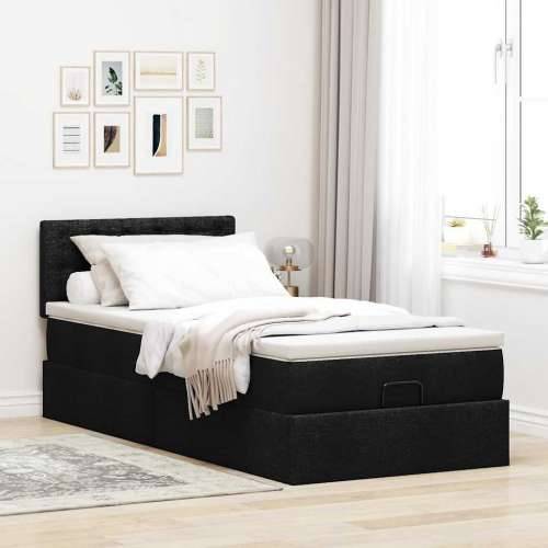 Otomanski krevet s madracem i LED crna 80x200cm tkanina - Crna 80 x 200 cm gumbi Cijena