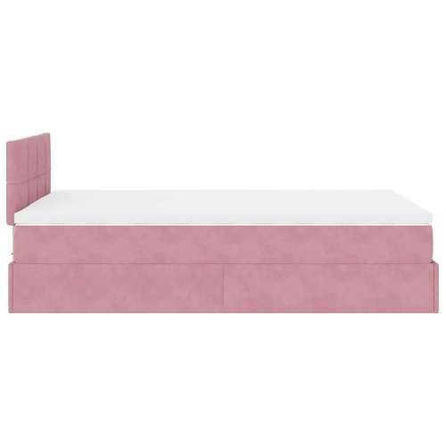 Otomanski krevet madracem i LED ružičasti 120x190 cm baršun - Ružičasta 120 x 190 cm Blok s kvadratima Cijena