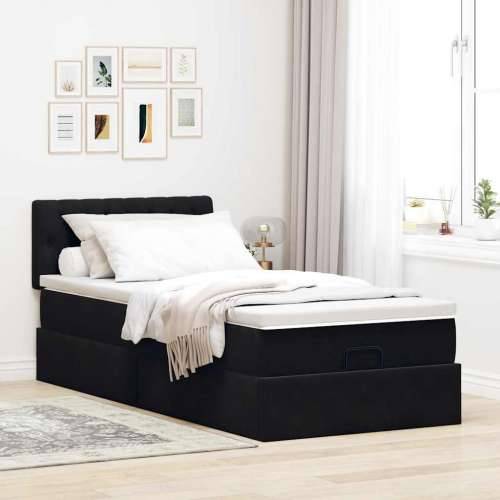 Otomanski krevet s madracem i LED crna 80x200cm baršun - Crna 80 x 200 cm Dizajn s gumbima Cijena
