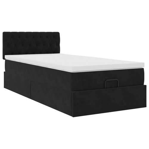 Otomanski krevet s madracem i LED crna 80x200cm baršun - Crna 80 x 200 cm Dizajn s gumbima Cijena