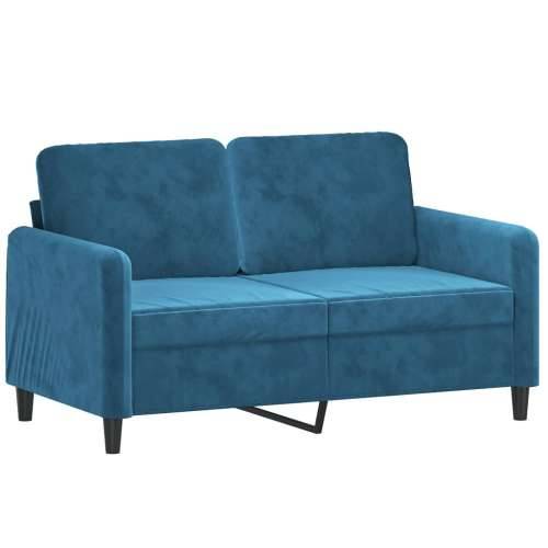 3-dijelni set sofa s jastucima plavi baršunasti - Plava s jastucima i tabureom Cijena