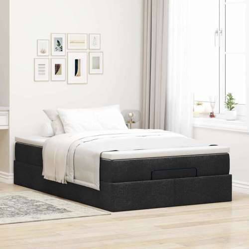 Otomanski krevet s madracem crni 120x190 cm tkanine - Crna 120 x 190 Cijena