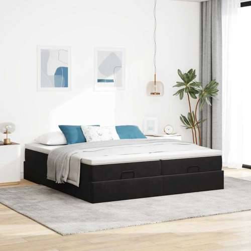 Otomanski okvir kreveta s madracima crni 200x200cm baršunasti - Crna 200 x 200 cm Cijena