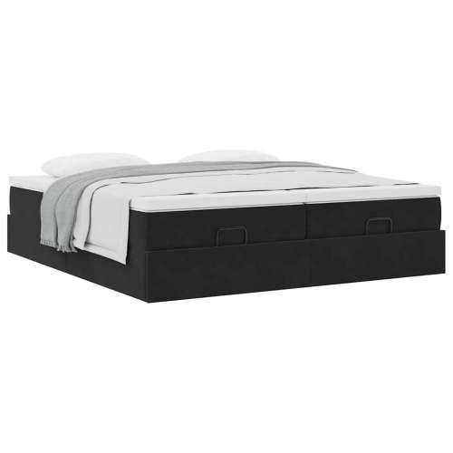 Otomanski okvir kreveta s madracima crni 200x200cm baršunasti - Crna 200 x 200 cm Cijena
