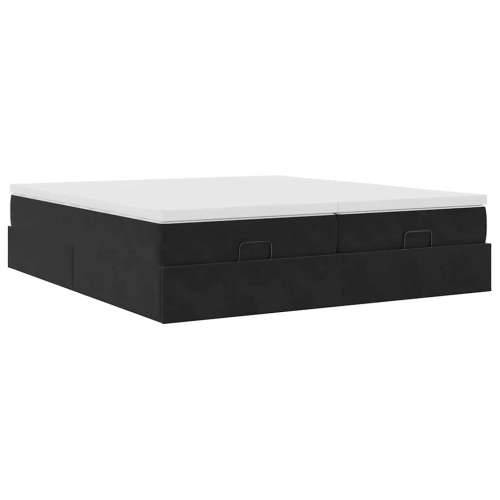 Otomanski okvir kreveta s madracima crni 200x200cm baršunasti - Crna 200 x 200 cm Cijena