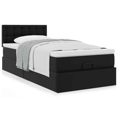 Otomanski krevet s madracem crni 90x200 cm umjetna koža - Crna 90 x 200 cm Cijena