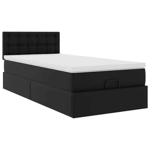 Otomanski krevet s madracem crni 90x200 cm umjetna koža - Crna 90 x 200 cm Cijena