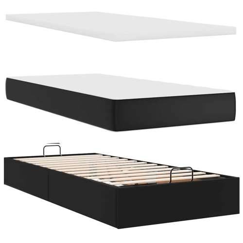 Otomanski krevet s madracem crni 90x200 cm umjetna koža - Crna 90 x 200 cm Cijena