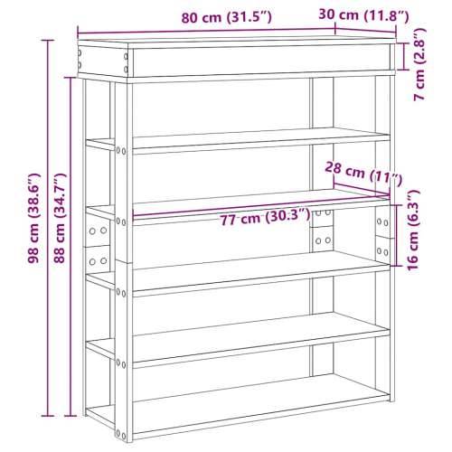 Stalak za cipele crni 80x30x98 cm od konstruiranog drva - Crna 1 80 cm Cijena