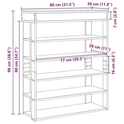 Stalak za cipele boja hrasta 80x30x98 cm konstruirano drvo - Smeđi hrast 1 80 cm Cijena