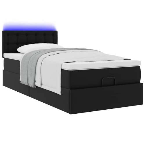 Otomanski okvir kreveta s madracem crni 90x190 cm umjetna koža - Crna 90 x 190 cm Cijena