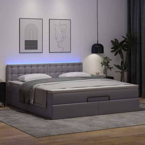 Otomanski krevet s madracima i LED sivi 160x200cm umjetna koža - Siva 160 x 200 cm Cijena